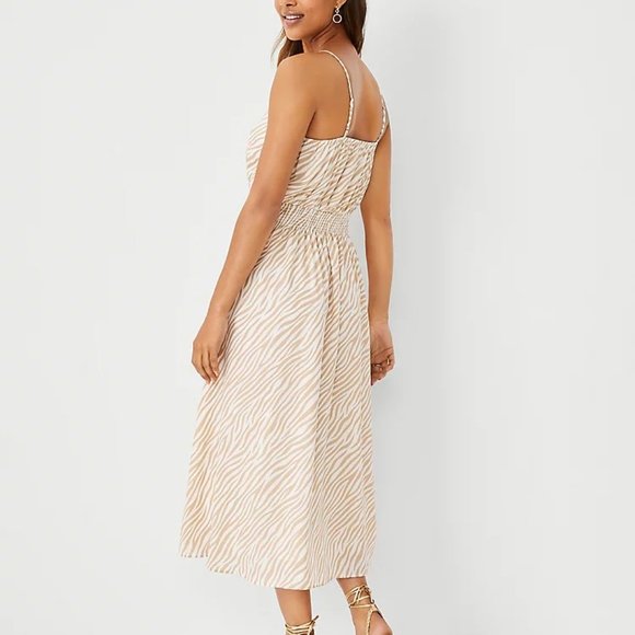 Zebra Stripe Square Neck Midi Flare Dress - Picture 2 of 10